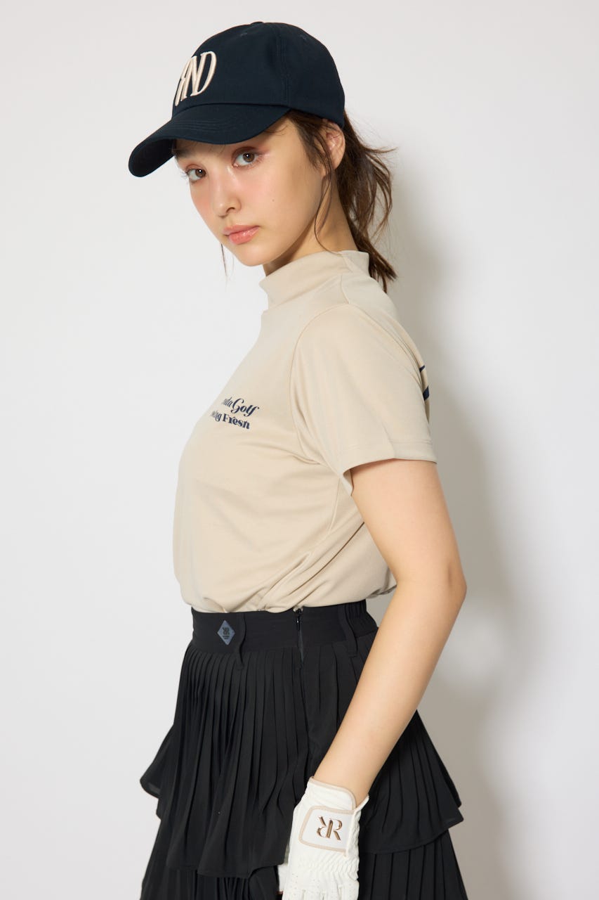 【一部店舗・WEB限定】【RIENDA GOLF】ユニセックスモックネックTシャツ BEG M