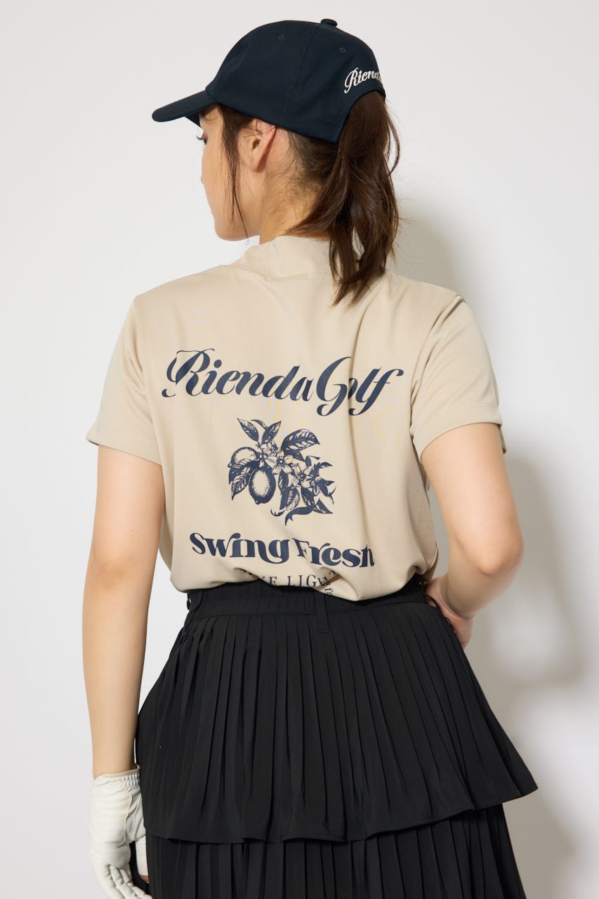 【一部店舗・WEB限定】【RIENDA GOLF】ユニセックスモックネックTシャツ BEG M
