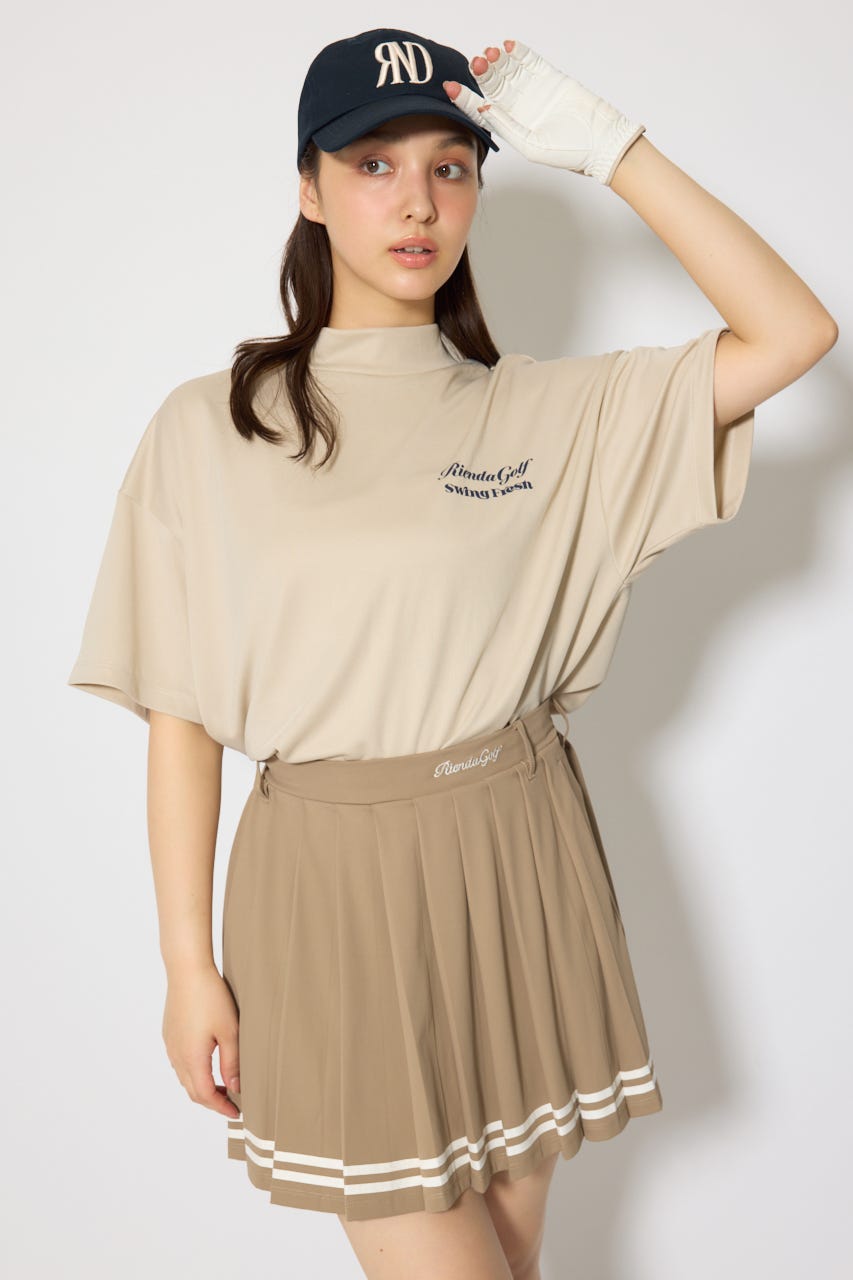 【一部店舗・WEB限定】【RIENDA GOLF】ユニセックスモックネックTシャツ BEG M