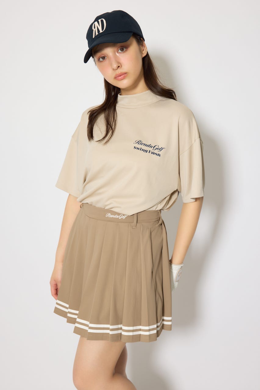 【一部店舗・WEB限定】【RIENDA GOLF】ユニセックスモックネックTシャツ BEG M