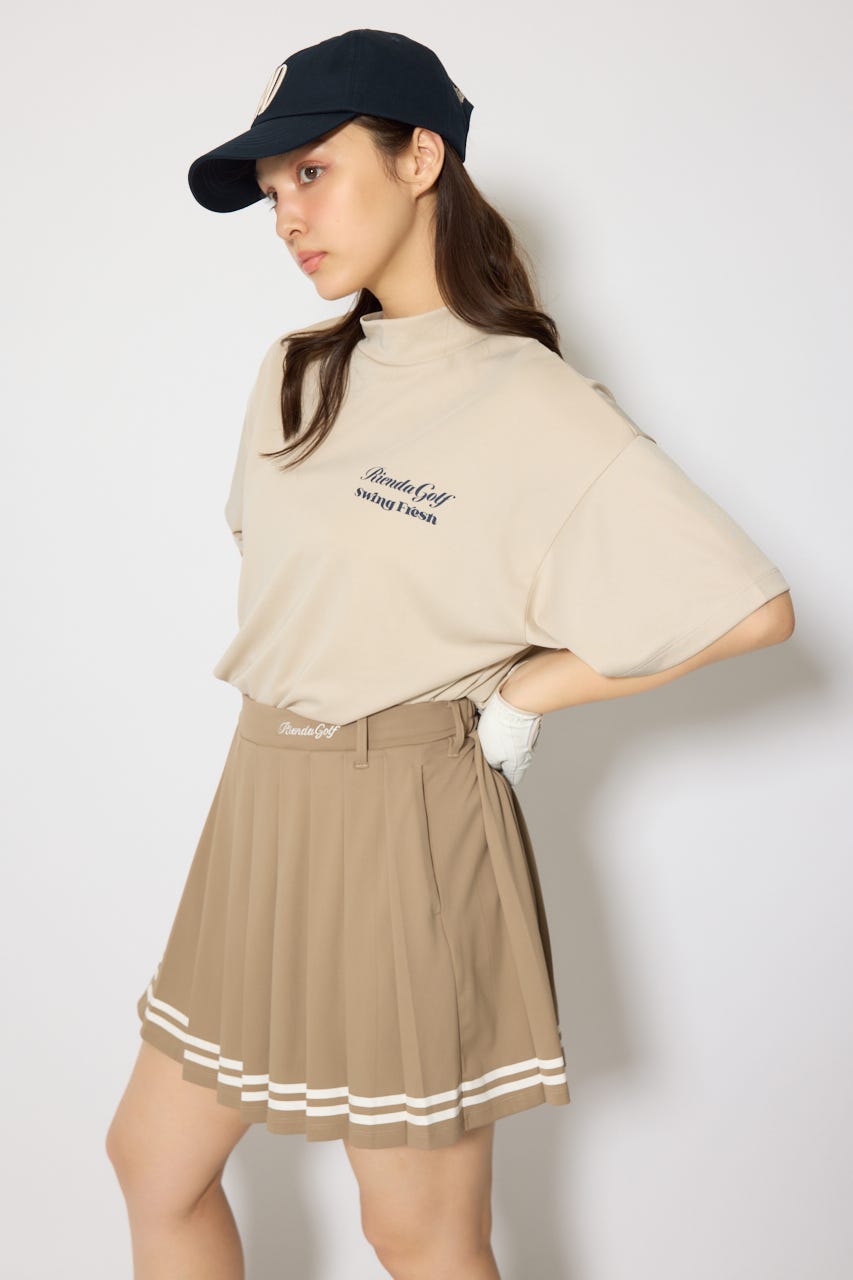 【一部店舗・WEB限定】【RIENDA GOLF】ユニセックスモックネックTシャツ BEG M