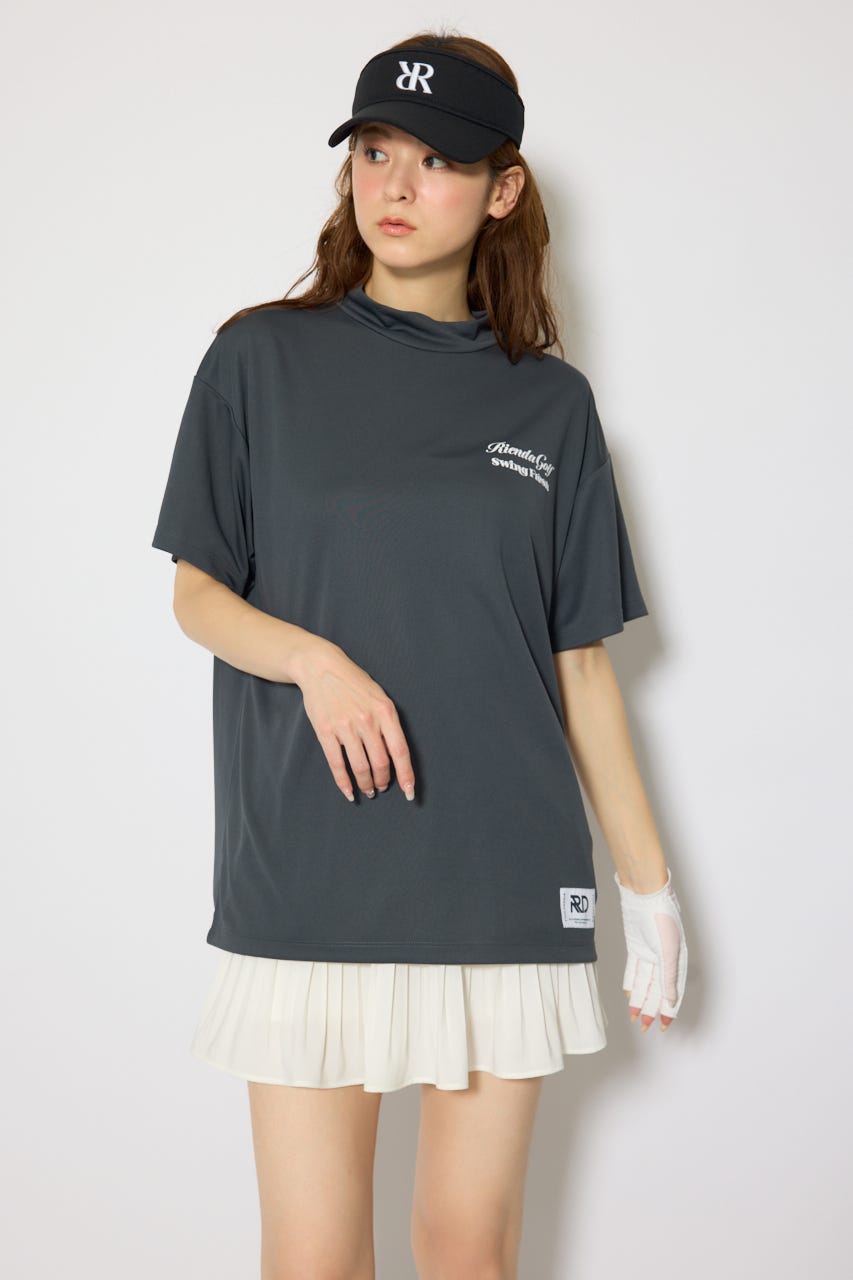 【一部店舗・WEB限定】【RIENDA GOLF】ユニセックスモックネックTシャツ D/GRY M