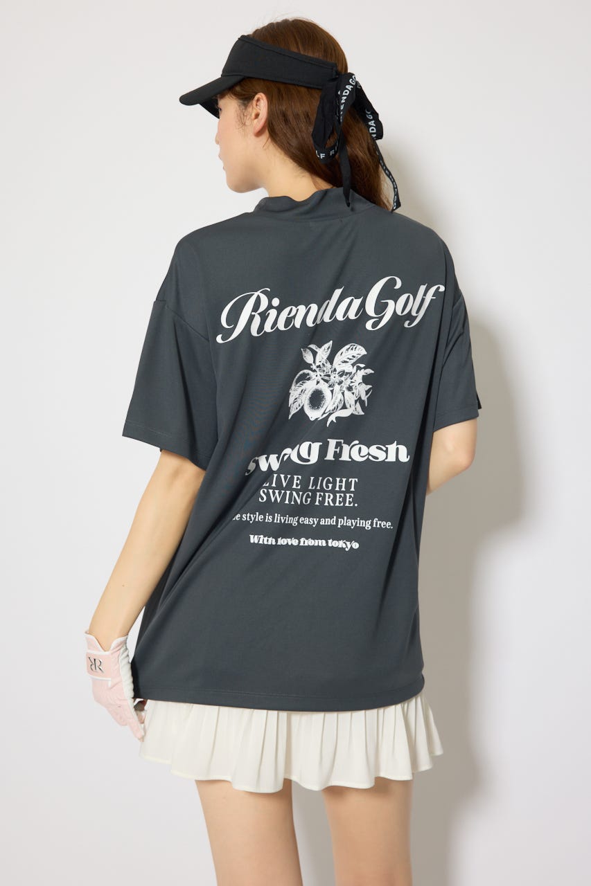 【一部店舗・WEB限定】【RIENDA GOLF】ユニセックスモックネックTシャツ D/GRY M