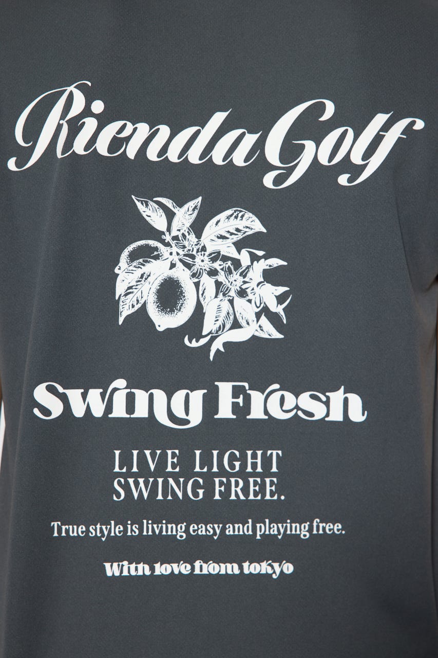 【一部店舗・WEB限定】【RIENDA GOLF】ユニセックスモックネックTシャツ D/GRY M