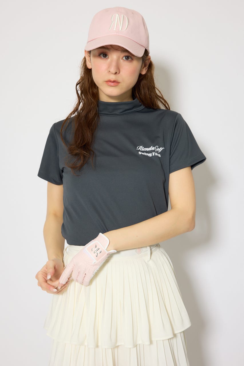 【一部店舗・WEB限定】【RIENDA GOLF】ユニセックスモックネックTシャツ D/GRY M