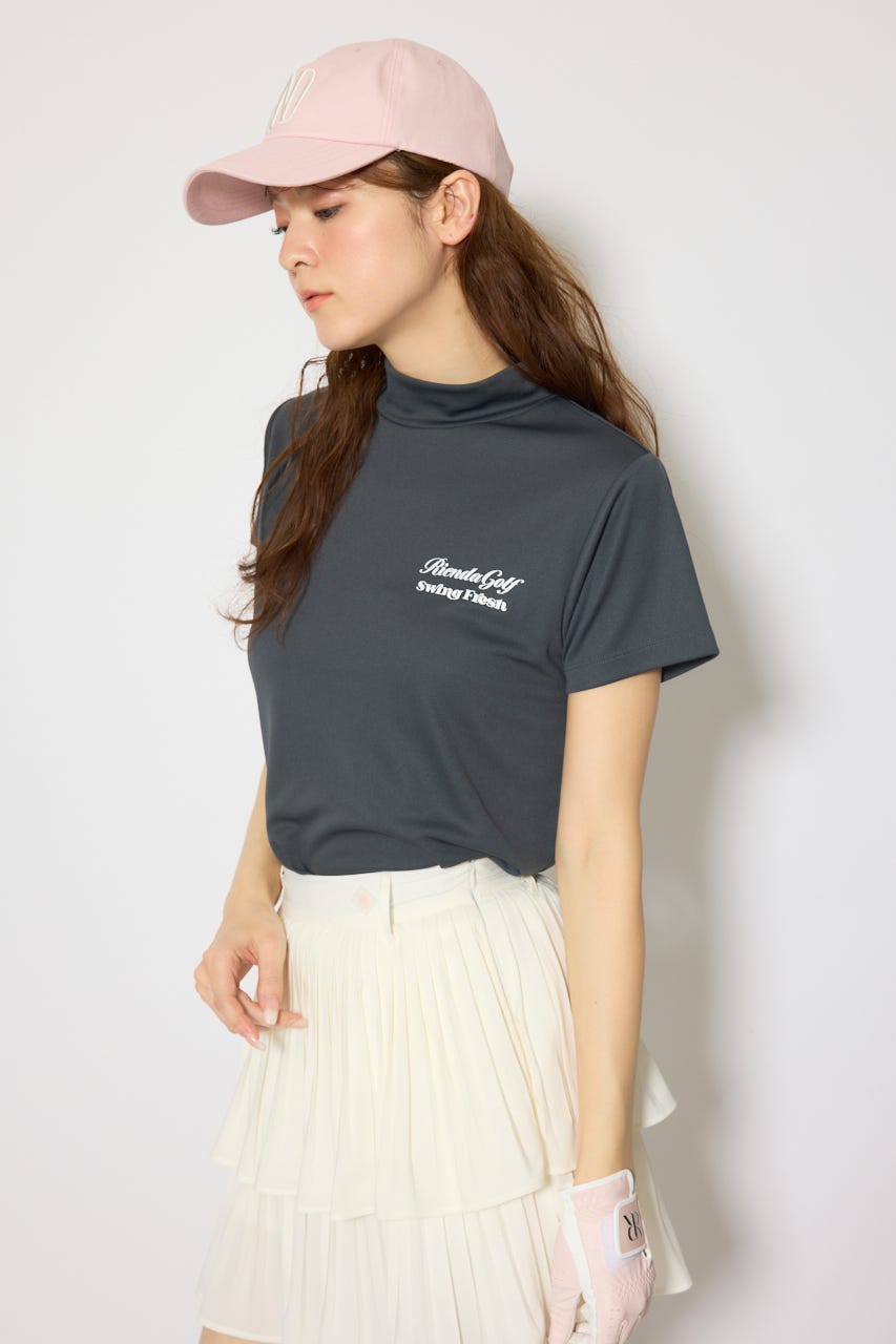 【一部店舗・WEB限定】【RIENDA GOLF】ユニセックスモックネックTシャツ D/GRY M