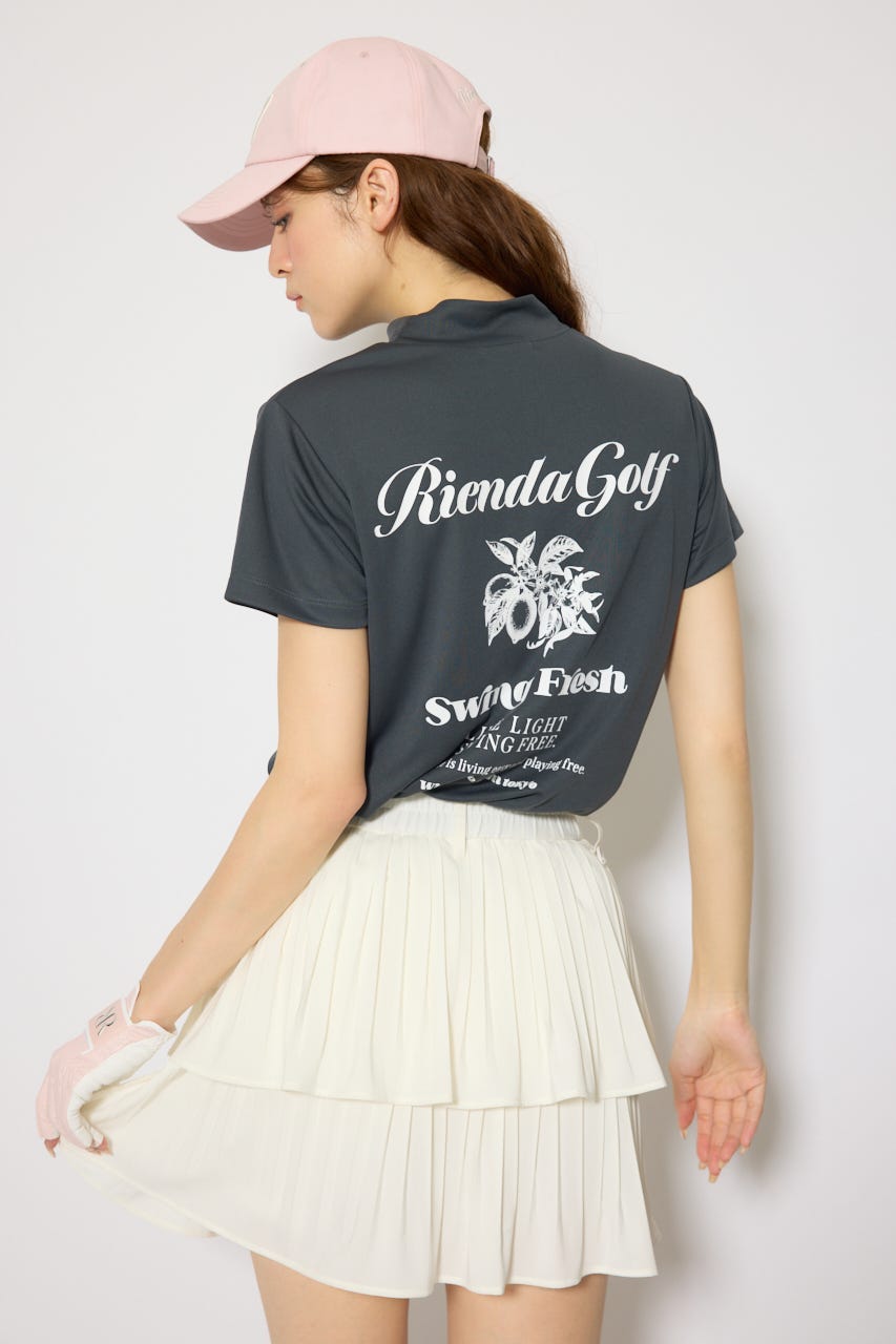 【一部店舗・WEB限定】【RIENDA GOLF】ユニセックスモックネックTシャツ D/GRY M
