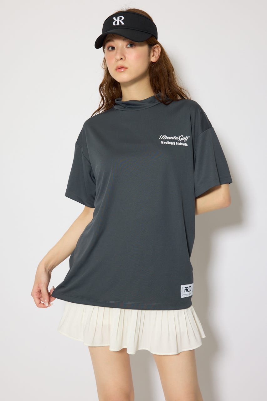 【一部店舗・WEB限定】【RIENDA GOLF】ユニセックスモックネックTシャツ D/GRY M