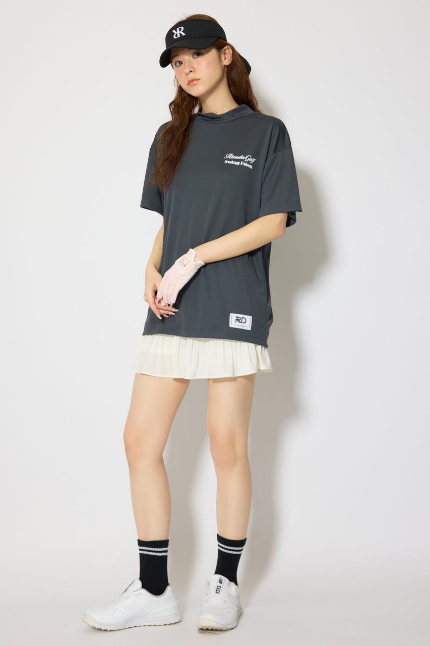 【一部店舗・WEB限定】【RIENDA GOLF】ユニセックスモックネックTシャツ D/GRY M