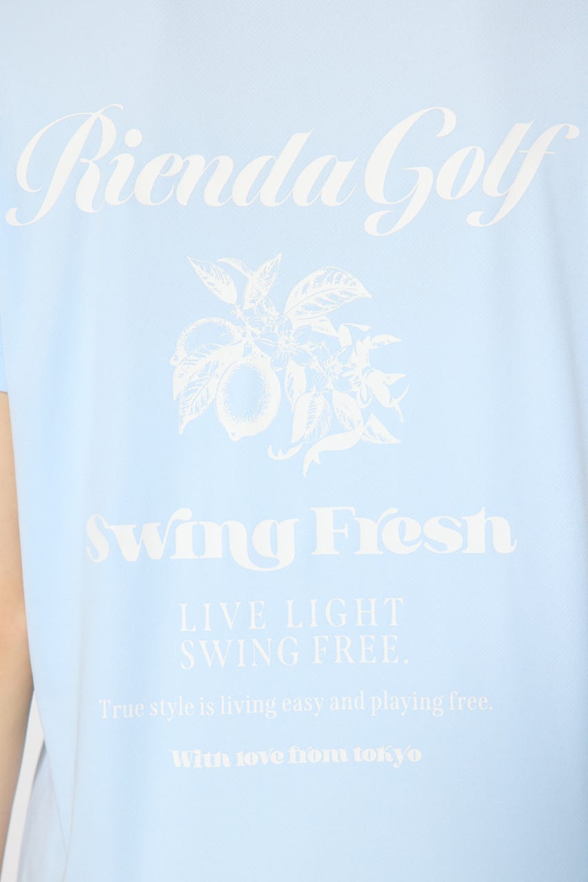 【一部店舗・WEB限定】【RIENDA GOLF】ユニセックスモックネックTシャツ L/BLU S