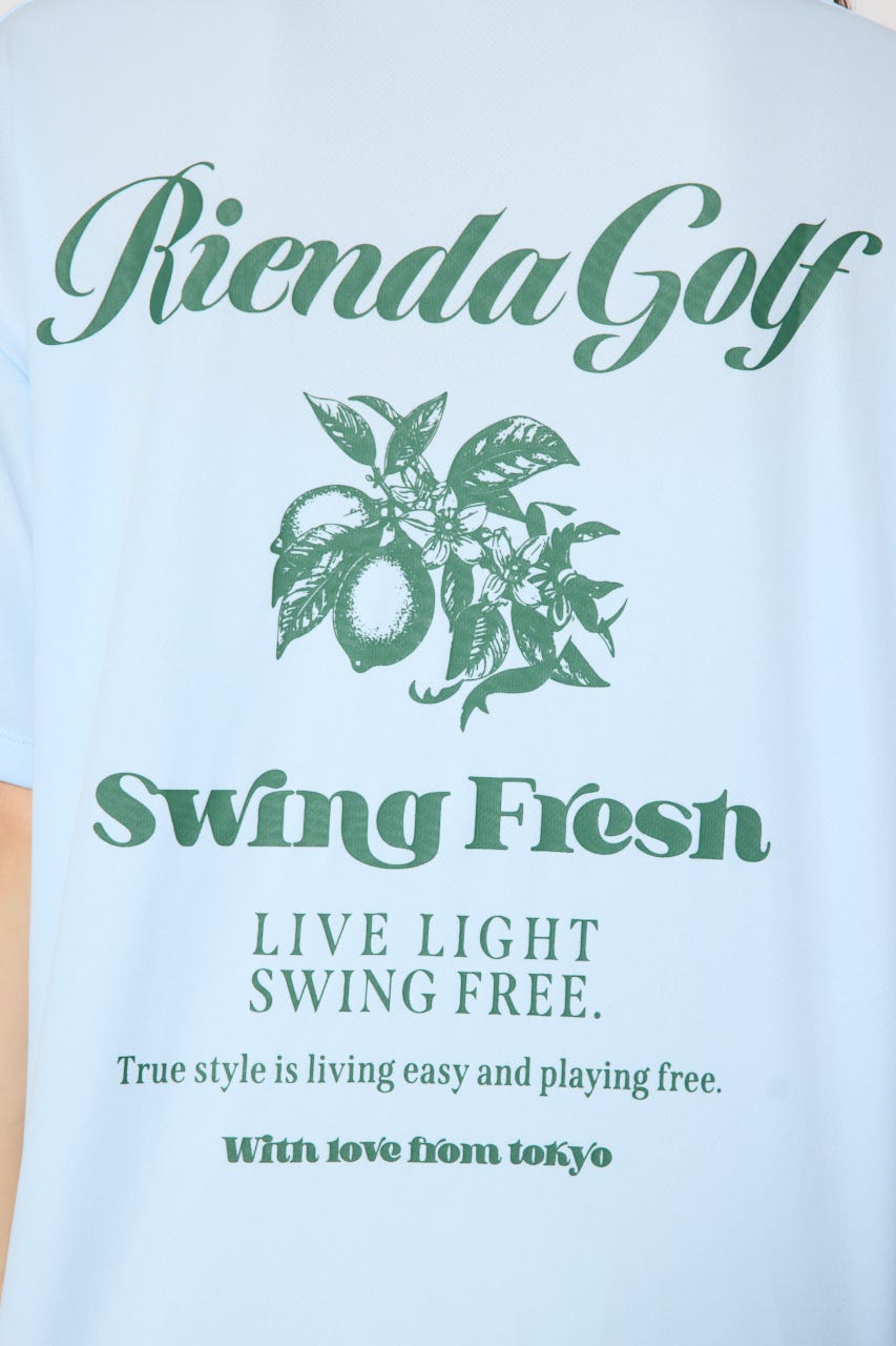 【一部店舗・WEB限定】【RIENDA GOLF】ユニセックスモックネックTシャツ L/BLU S