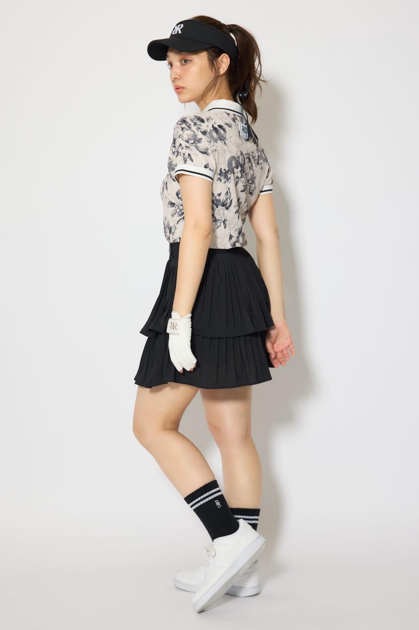 【一部店舗・WEB限定】【RIENDA GOLF】ラインコンパクトポロトップス 柄BLK M