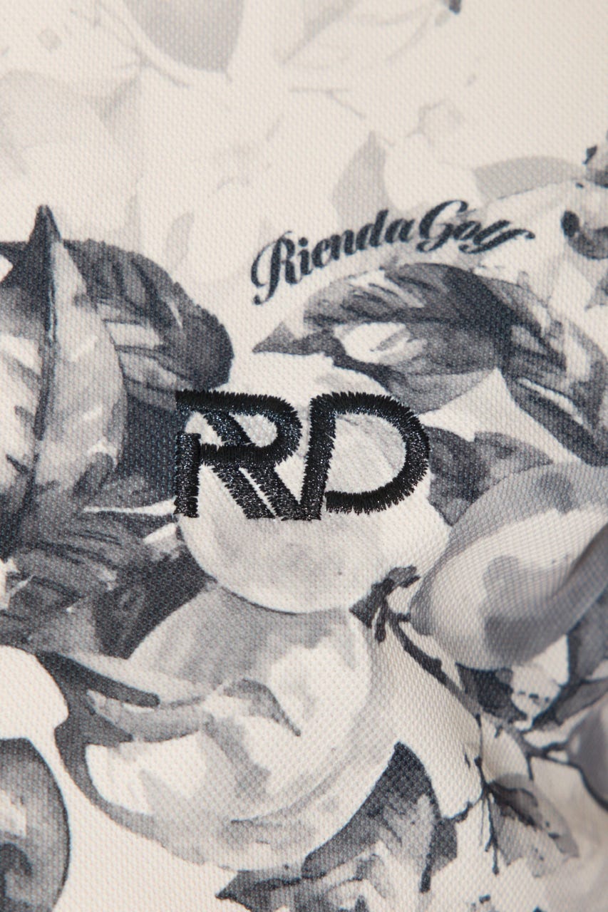 【一部店舗・WEB限定】【RIENDA GOLF】ラインコンパクトポロトップス 柄BLK M