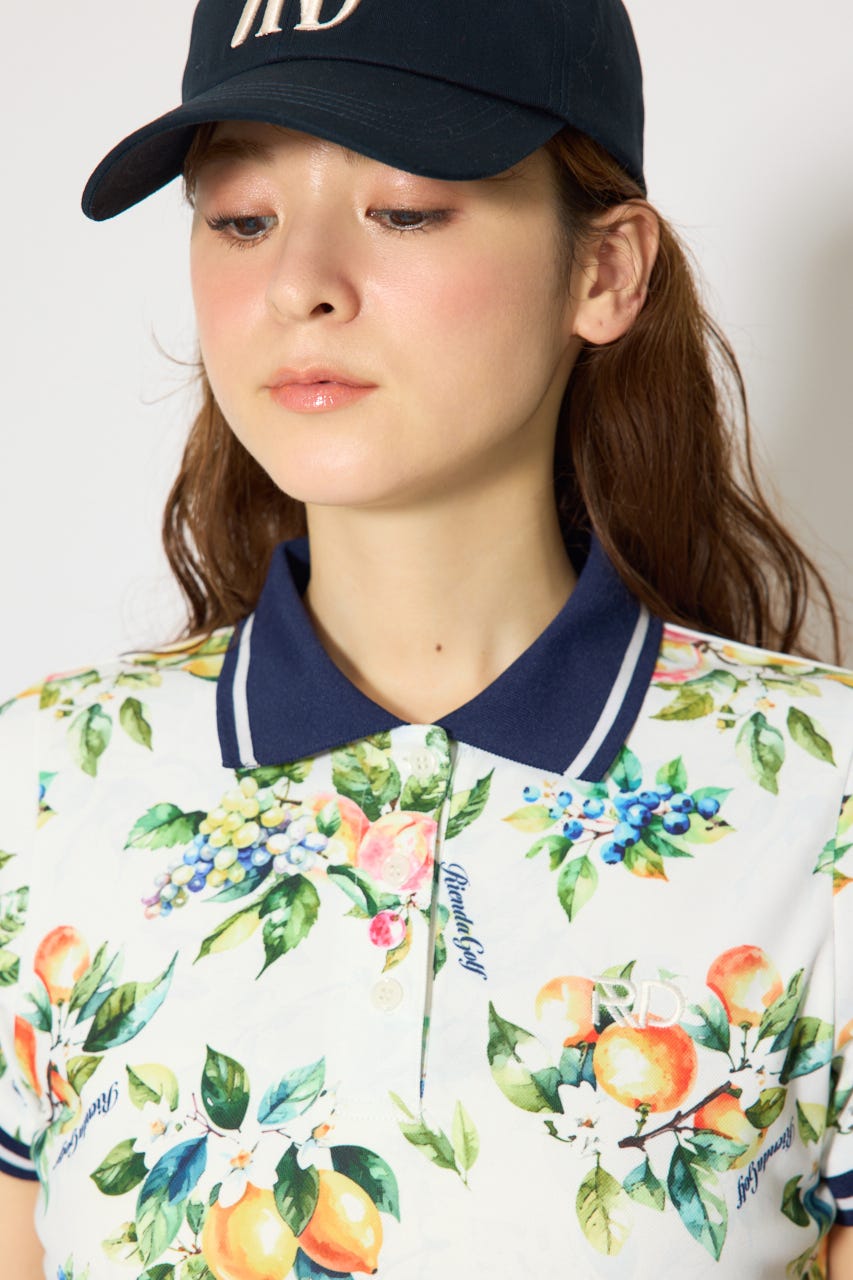 【一部店舗・WEB限定】【RIENDA GOLF】ラインコンパクトポロトップス 柄WHT S