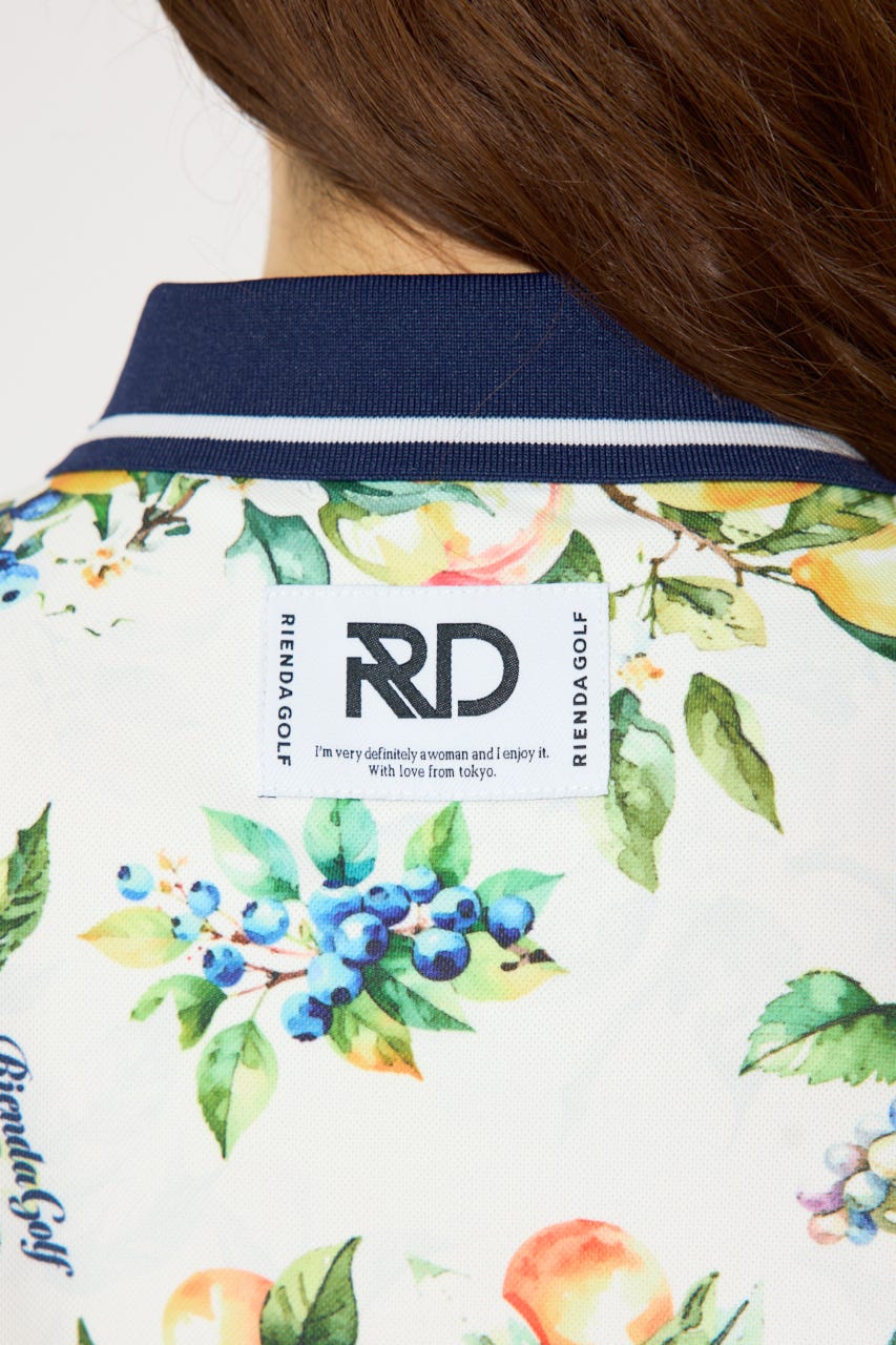 【一部店舗・WEB限定】【RIENDA GOLF】ラインコンパクトポロトップス 柄WHT S