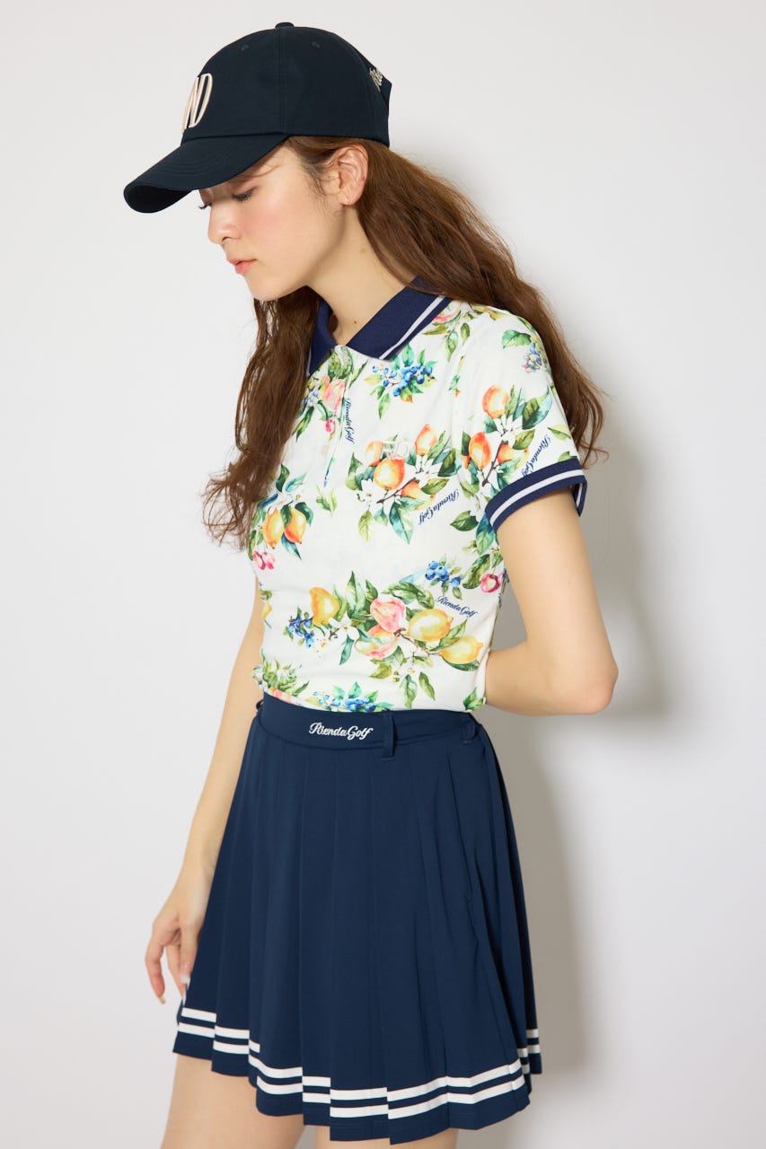【一部店舗・WEB限定】【RIENDA GOLF】ラインコンパクトポロトップス 柄WHT S