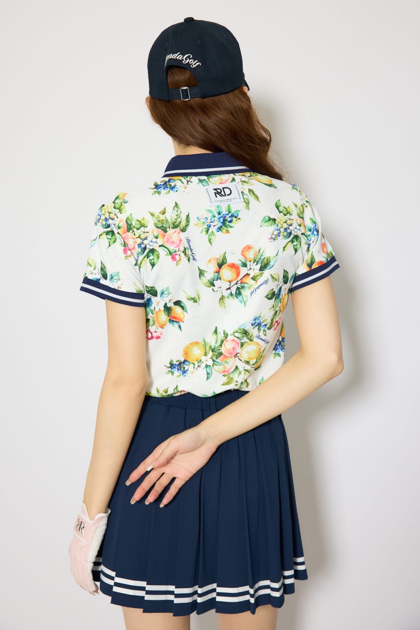 【一部店舗・WEB限定】【RIENDA GOLF】ラインコンパクトポロトップス 柄WHT S