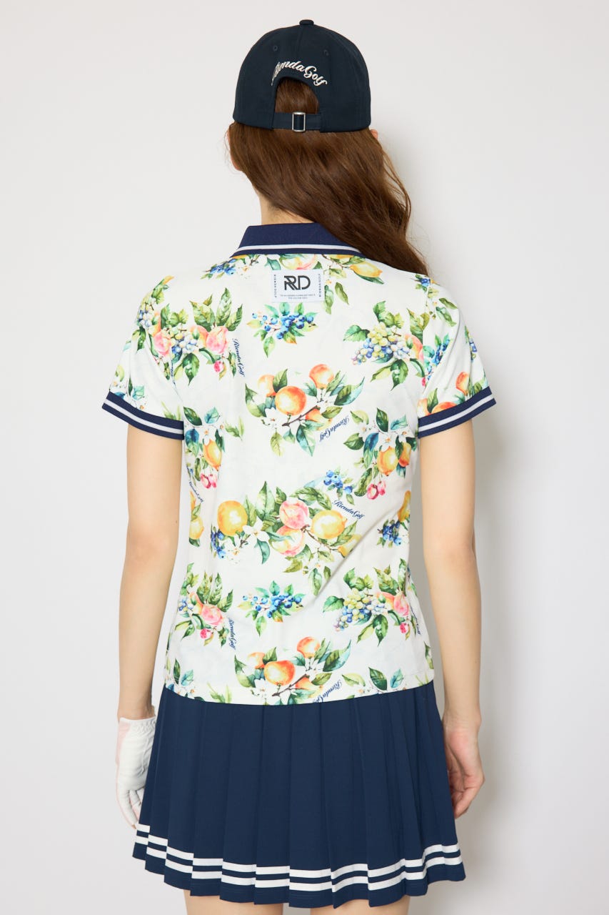 【一部店舗・WEB限定】【RIENDA GOLF】ラインコンパクトポロトップス 柄WHT S