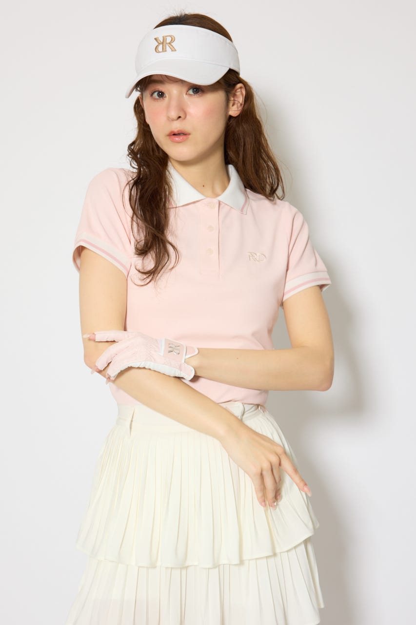 【一部店舗・WEB限定】【RIENDA GOLF】ラインコンパクトポロトップス PNK M