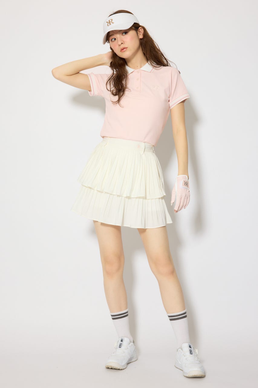 【一部店舗・WEB限定】【RIENDA GOLF】ラインコンパクトポロトップス PNK M