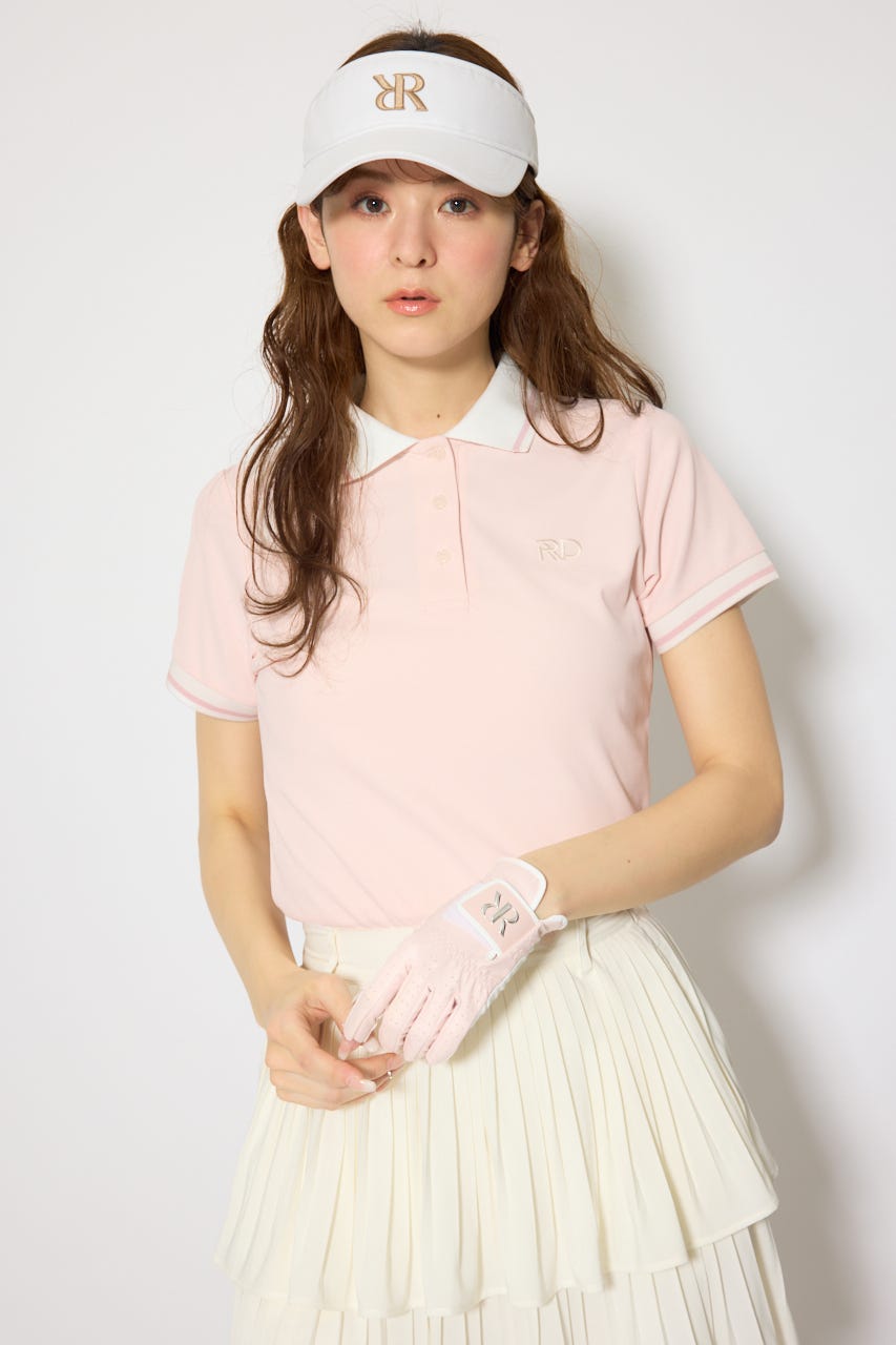 【一部店舗・WEB限定】【RIENDA GOLF】ラインコンパクトポロトップス PNK M