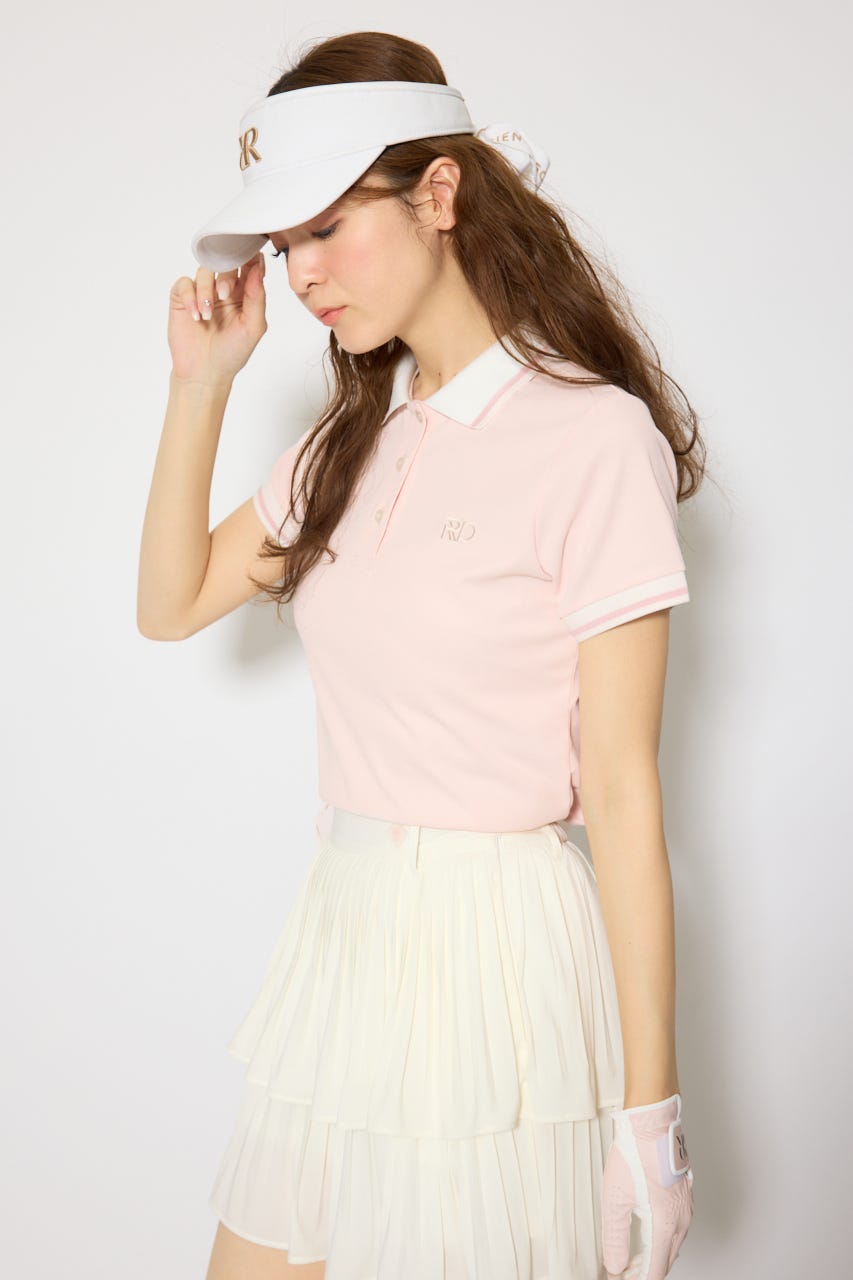 【一部店舗・WEB限定】【RIENDA GOLF】ラインコンパクトポロトップス PNK M