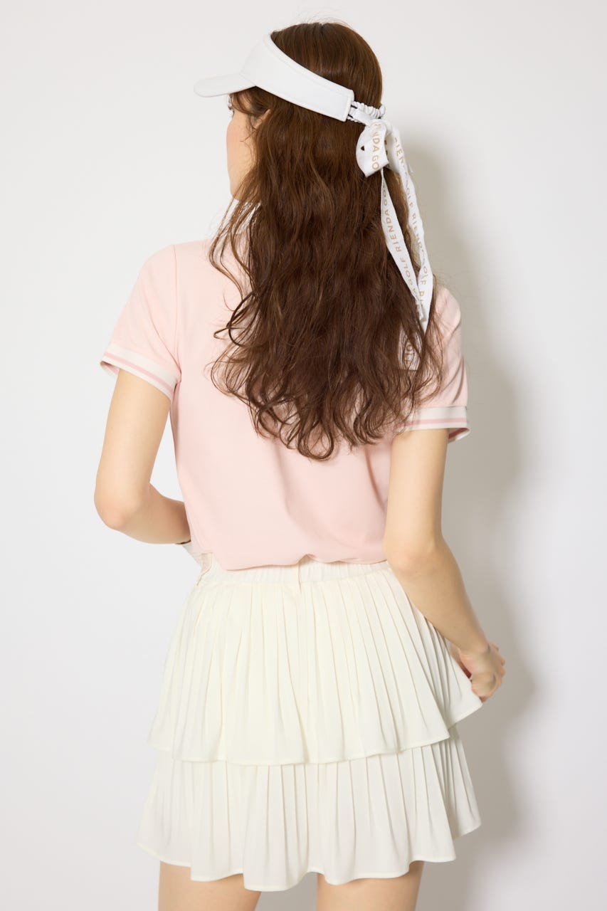 【一部店舗・WEB限定】【RIENDA GOLF】ラインコンパクトポロトップス PNK M