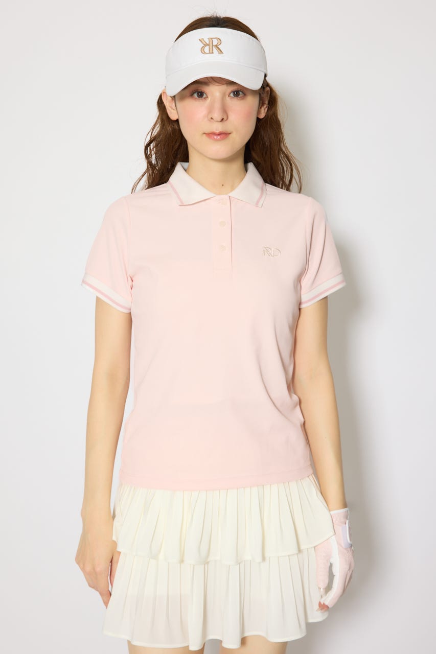 【一部店舗・WEB限定】【RIENDA GOLF】ラインコンパクトポロトップス PNK M
