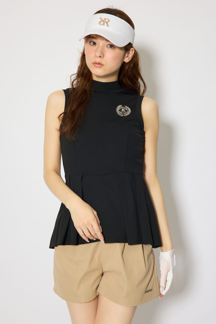 【一部店舗・WEB限定】【RIENDA GOLF】バックリボンペプラムトップス BLK S