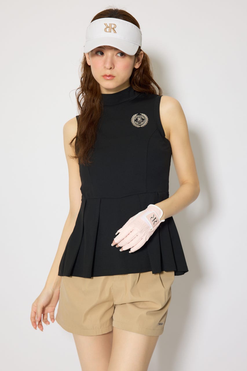 【一部店舗・WEB限定】【RIENDA GOLF】バックリボンペプラムトップス BLK S