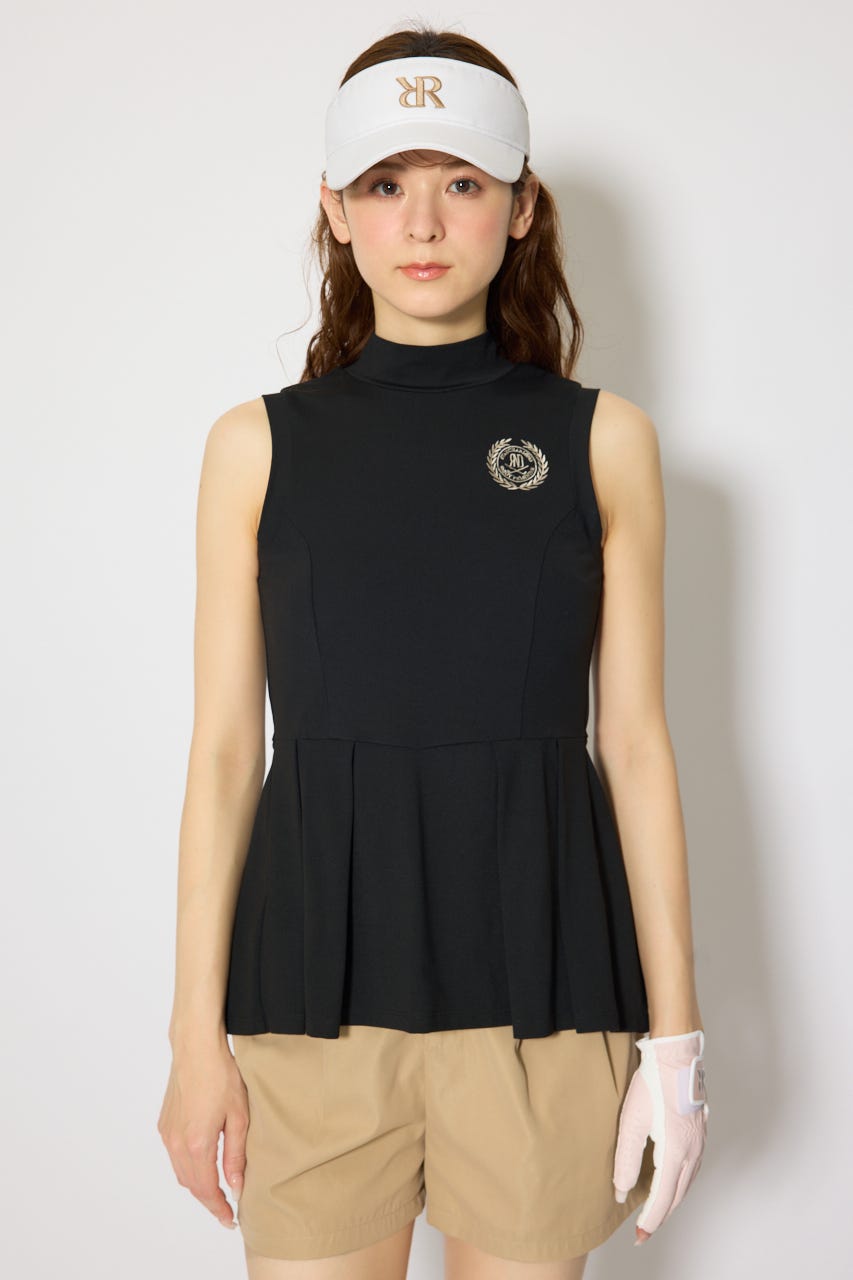 【一部店舗・WEB限定】【RIENDA GOLF】バックリボンペプラムトップス BLK S