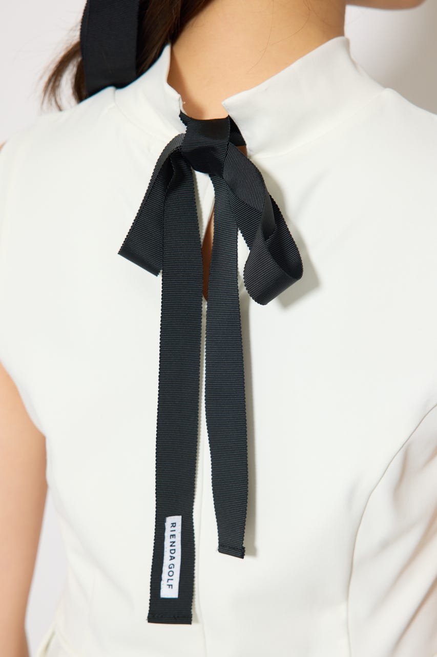 【一部店舗・WEB限定】【RIENDA GOLF】バックリボンペプラムトップス WHT M