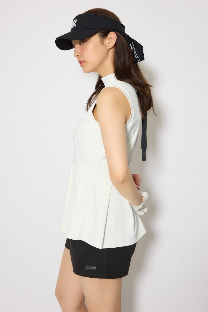 【一部店舗・WEB限定】【RIENDA GOLF】バックリボンペプラムトップス WHT M