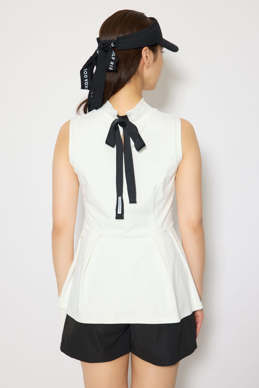 【一部店舗・WEB限定】【RIENDA GOLF】バックリボンペプラムトップス WHT M