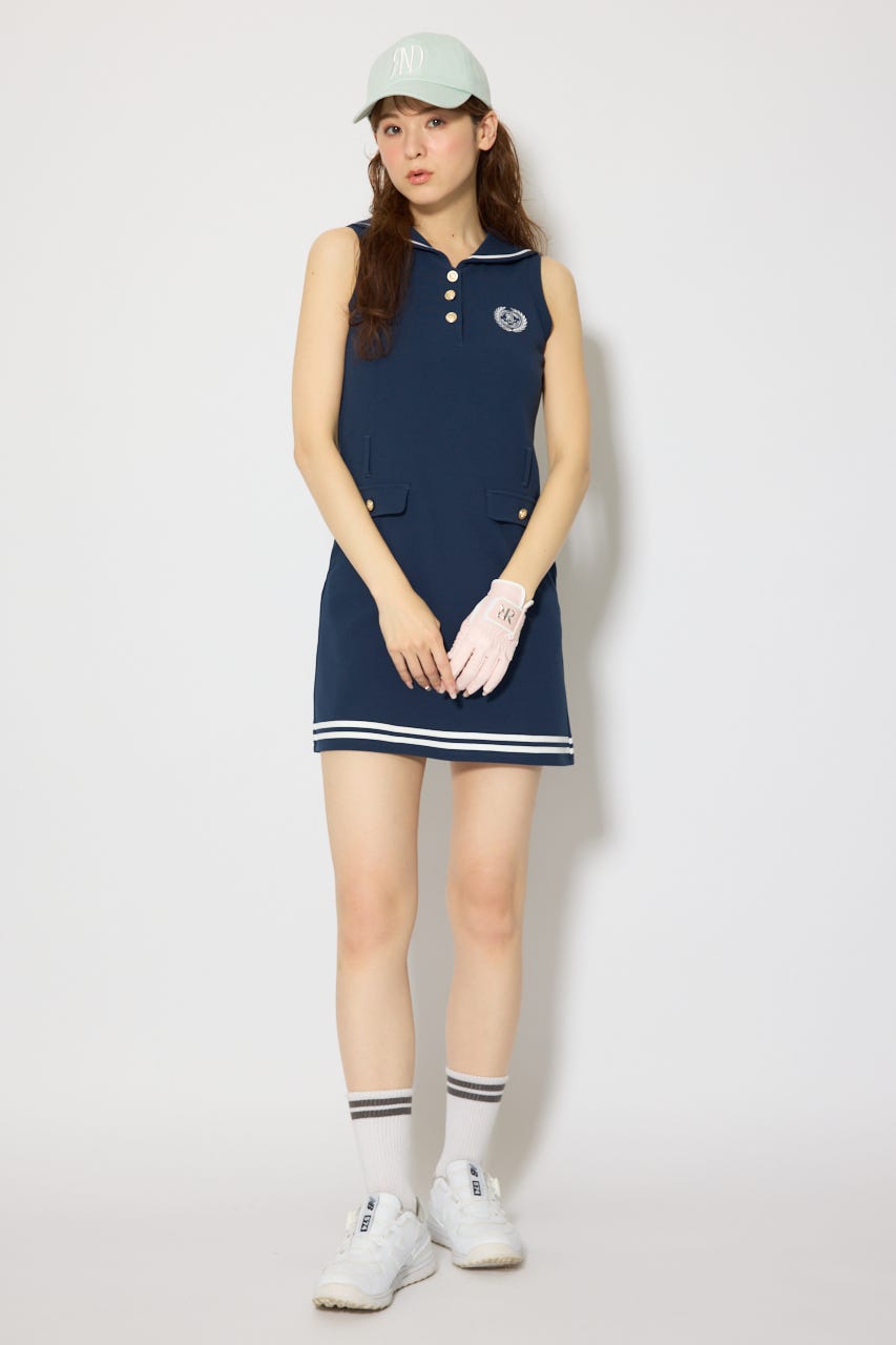 【一部店舗・WEB限定】【RIENDA GOLF】セーラーカラーカットワンピース NVY S