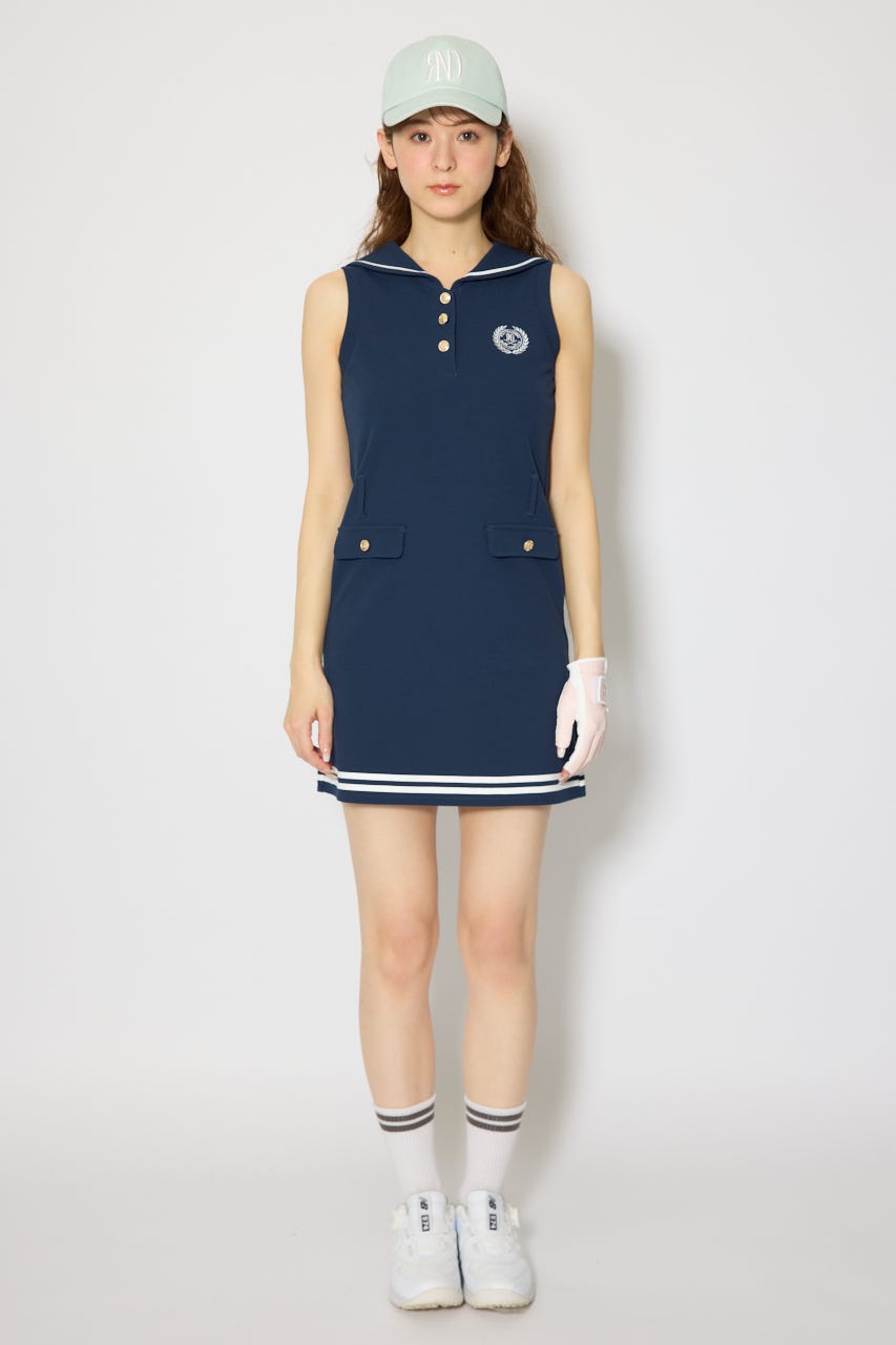 【一部店舗・WEB限定】【RIENDA GOLF】セーラーカラーカットワンピース NVY S