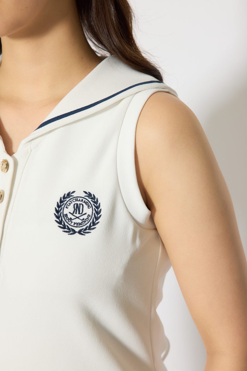 【一部店舗・WEB限定】【RIENDA GOLF】セーラーカラーカットワンピース WHT M