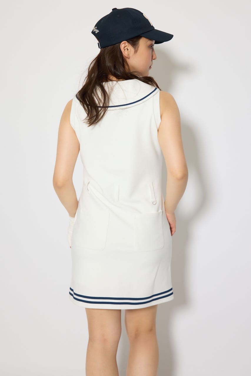 【一部店舗・WEB限定】【RIENDA GOLF】セーラーカラーカットワンピース WHT M