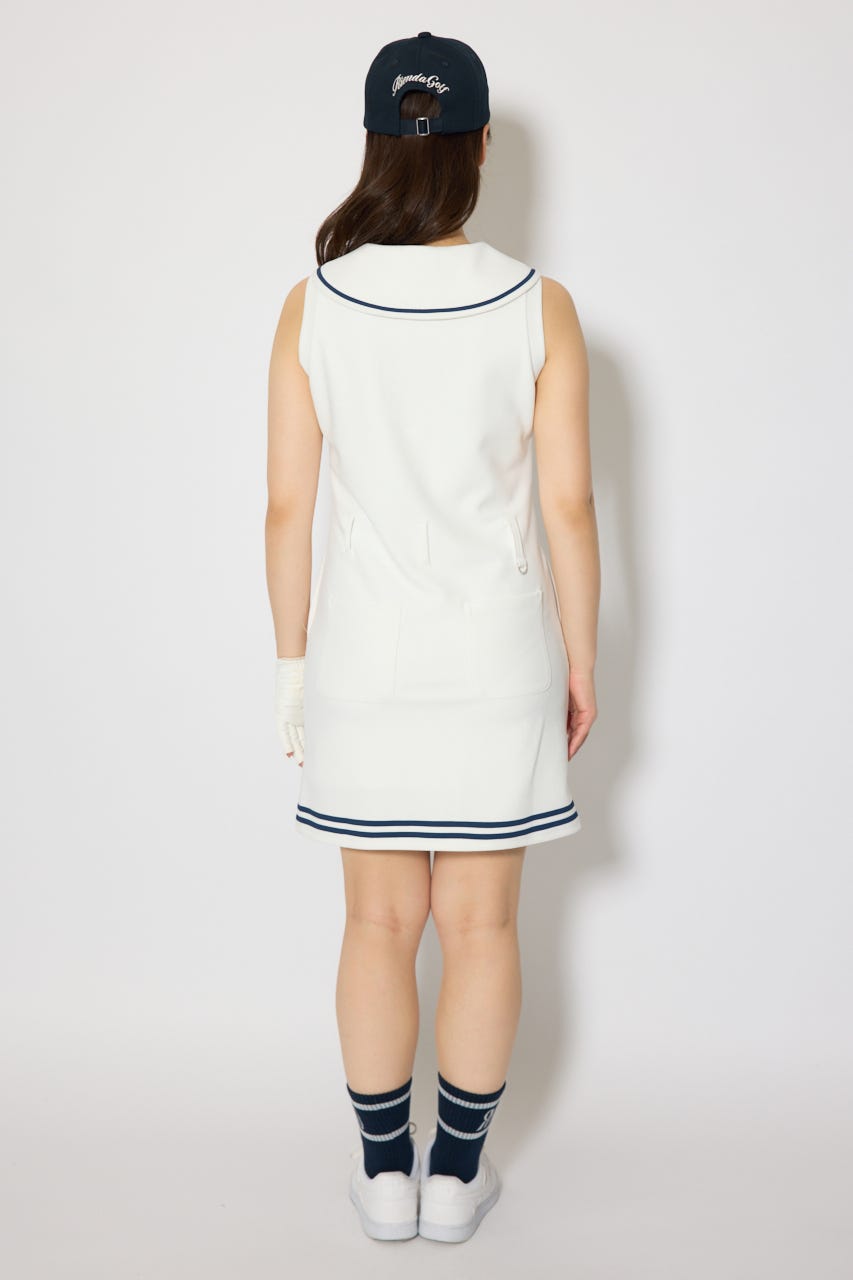 【一部店舗・WEB限定】【RIENDA GOLF】セーラーカラーカットワンピース WHT M
