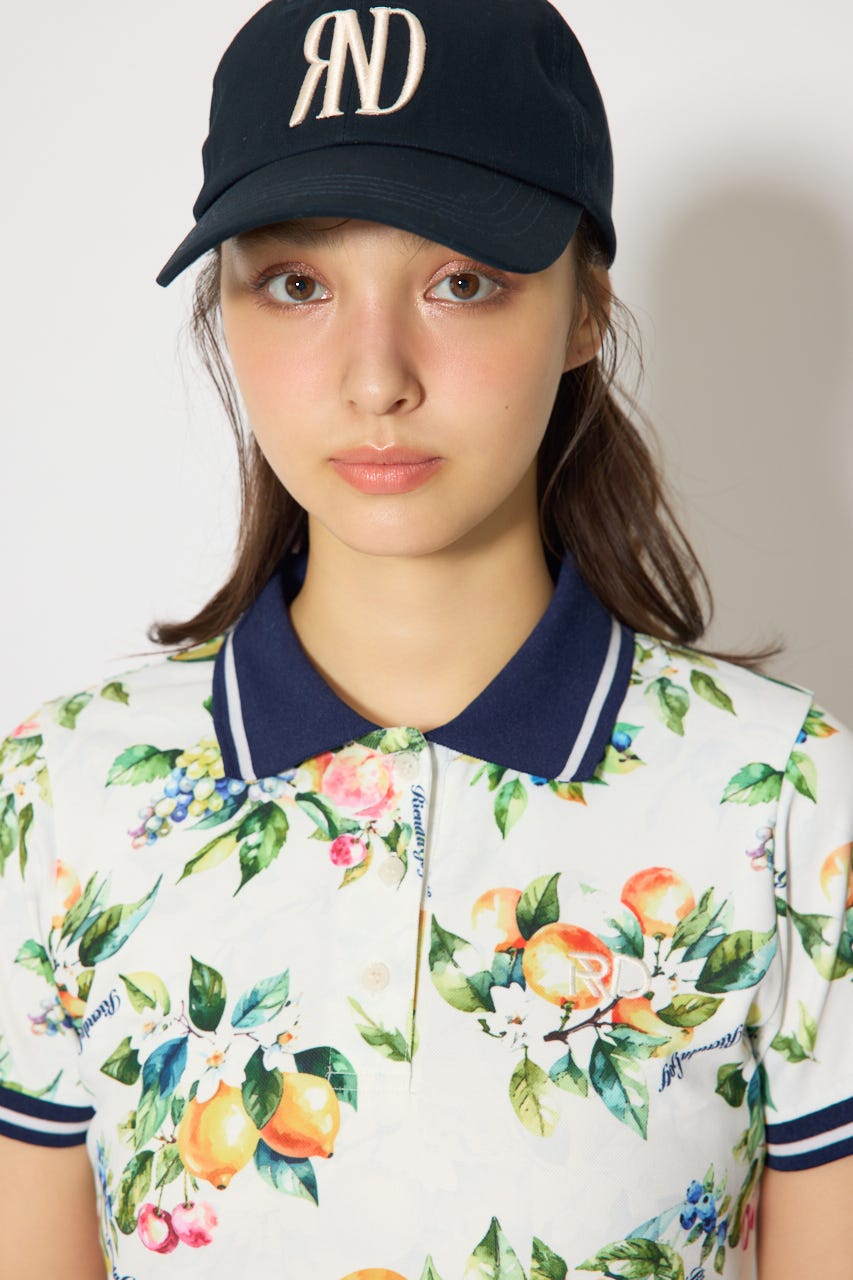 【一部店舗・WEB限定】【RIENDA GOLF】ローウエストプリーツポロワンピース 柄WHT S