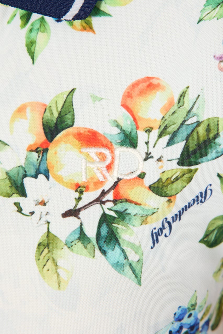 【一部店舗・WEB限定】【RIENDA GOLF】ローウエストプリーツポロワンピース 柄WHT S