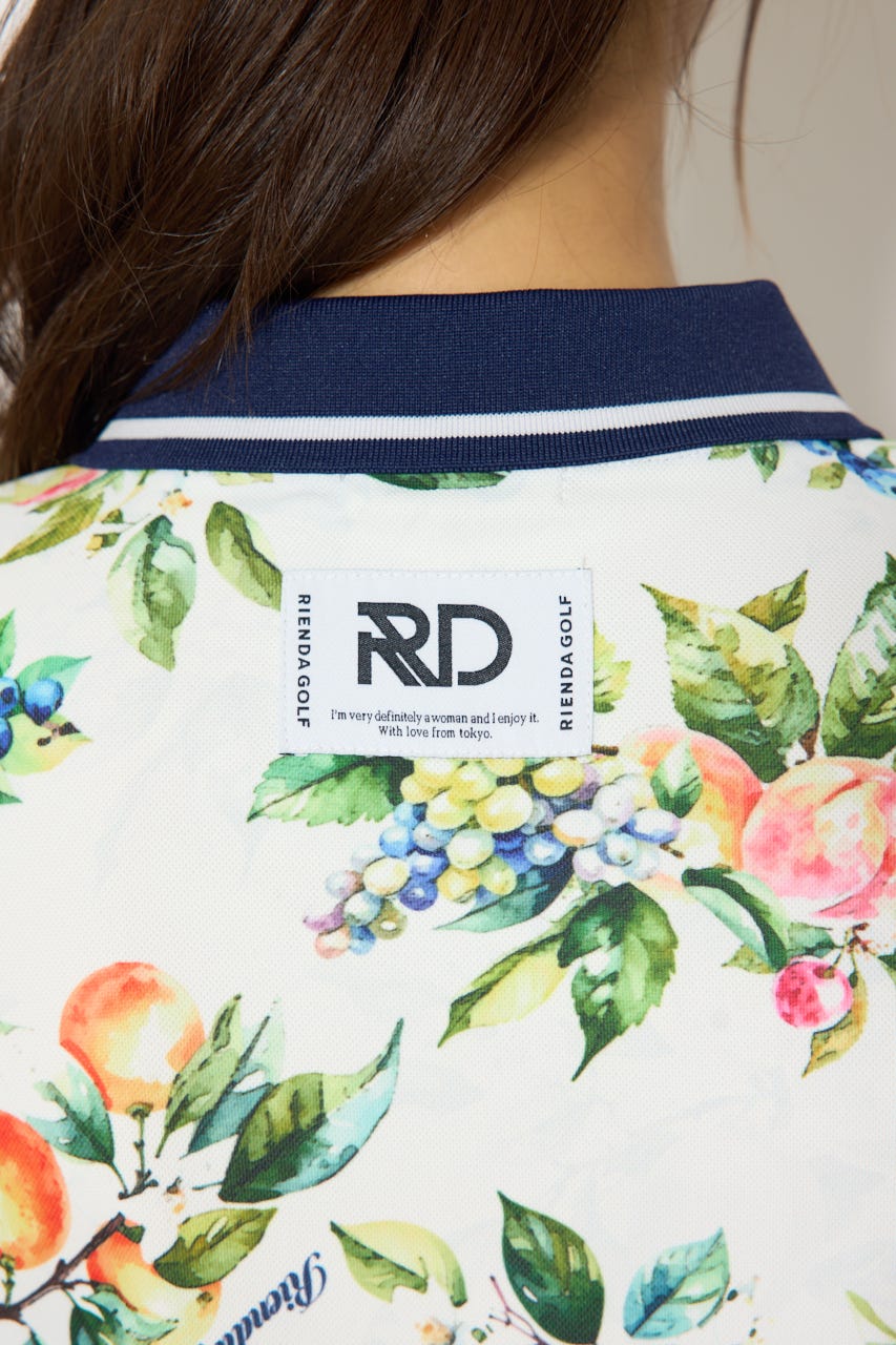 【一部店舗・WEB限定】【RIENDA GOLF】ローウエストプリーツポロワンピース 柄WHT S
