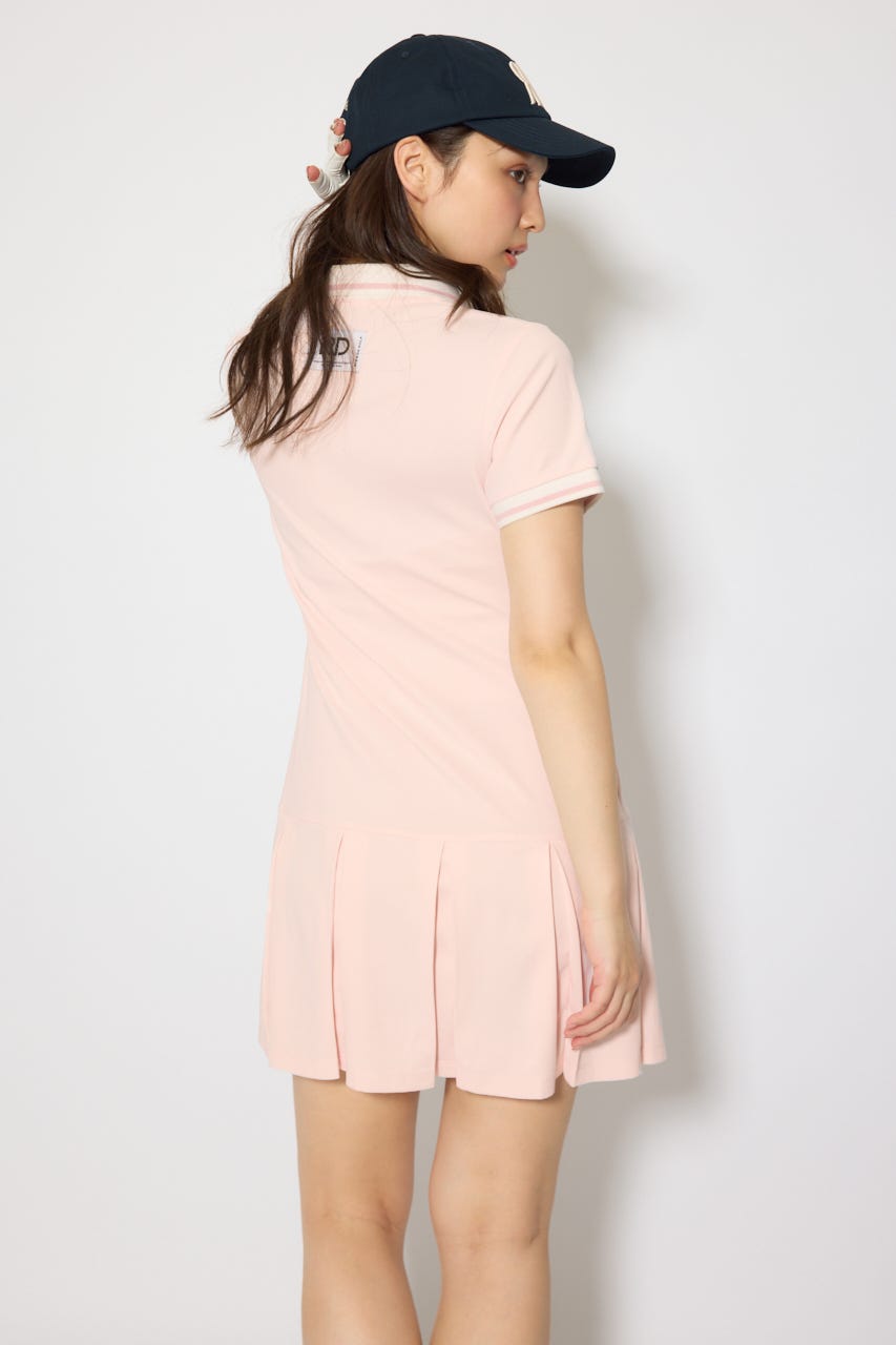 【一部店舗・WEB限定】【RIENDA GOLF】ローウエストプリーツポロワンピース PNK S