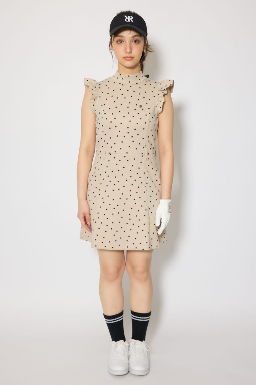 【一部店舗・WEB限定】【RIENDA GOLF】バックリボンフリルスリーブワンピース BEG S