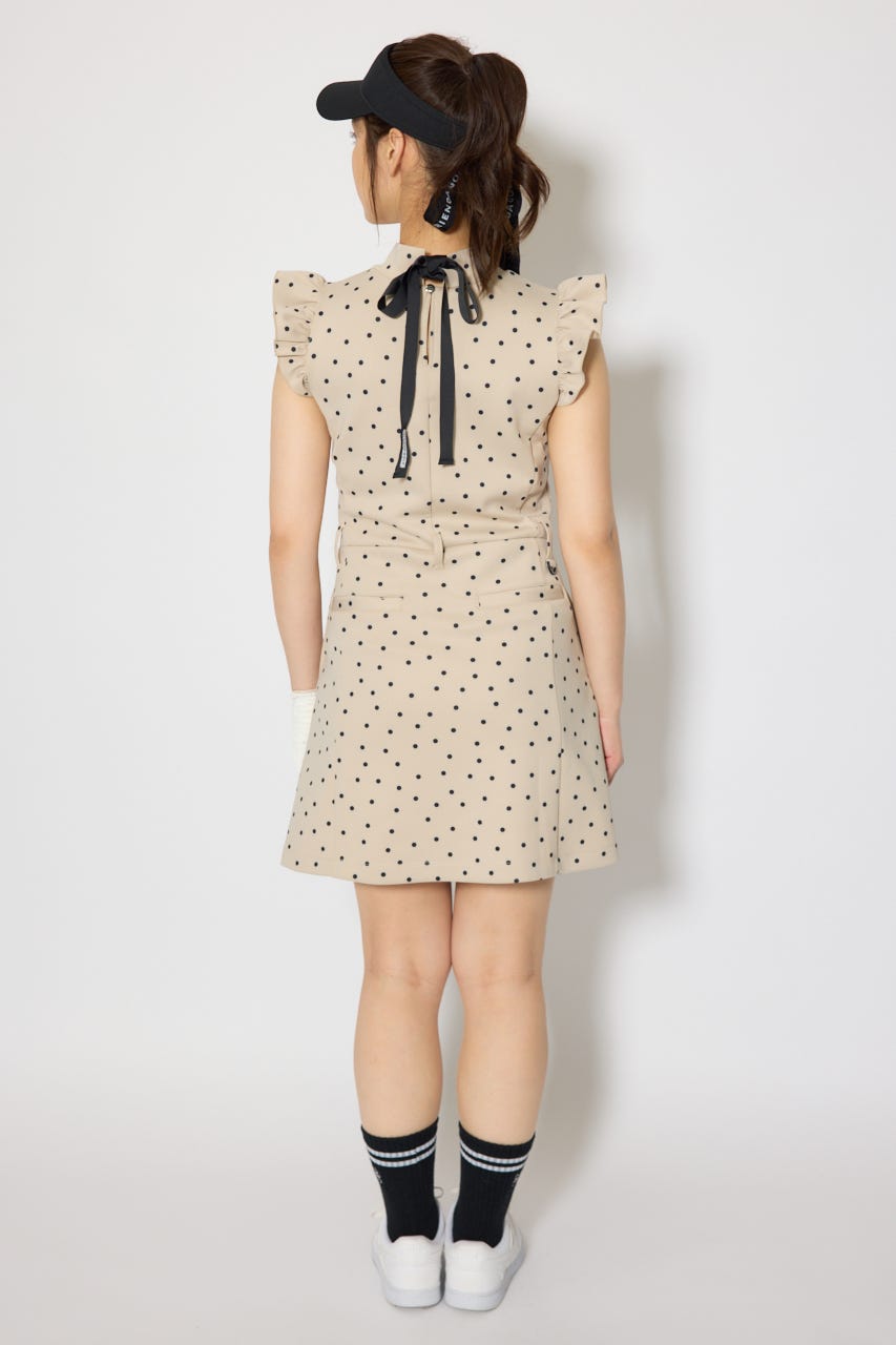 【一部店舗・WEB限定】【RIENDA GOLF】バックリボンフリルスリーブワンピース BEG S