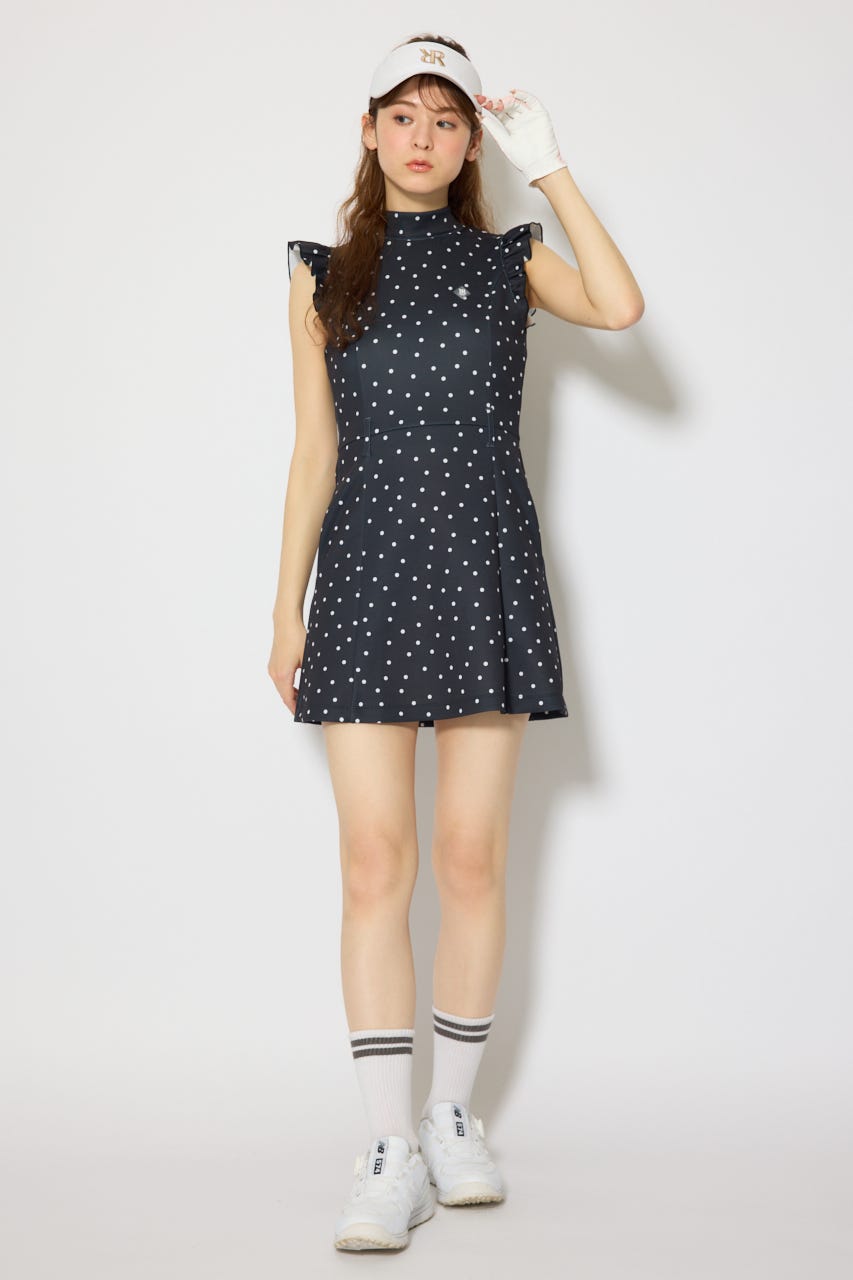 【一部店舗・WEB限定】【RIENDA GOLF】バックリボンフリルスリーブワンピース BLK S