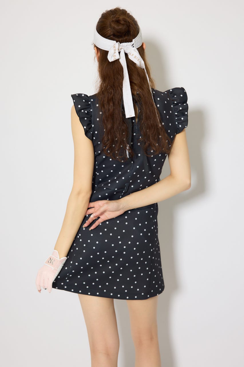 【一部店舗・WEB限定】【RIENDA GOLF】バックリボンフリルスリーブワンピース BLK S