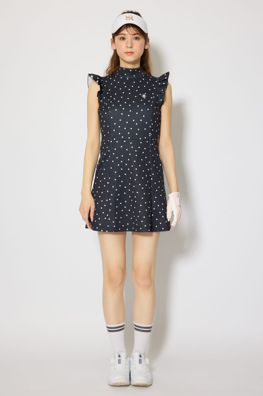 【一部店舗・WEB限定】【RIENDA GOLF】バックリボンフリルスリーブワンピース BLK S