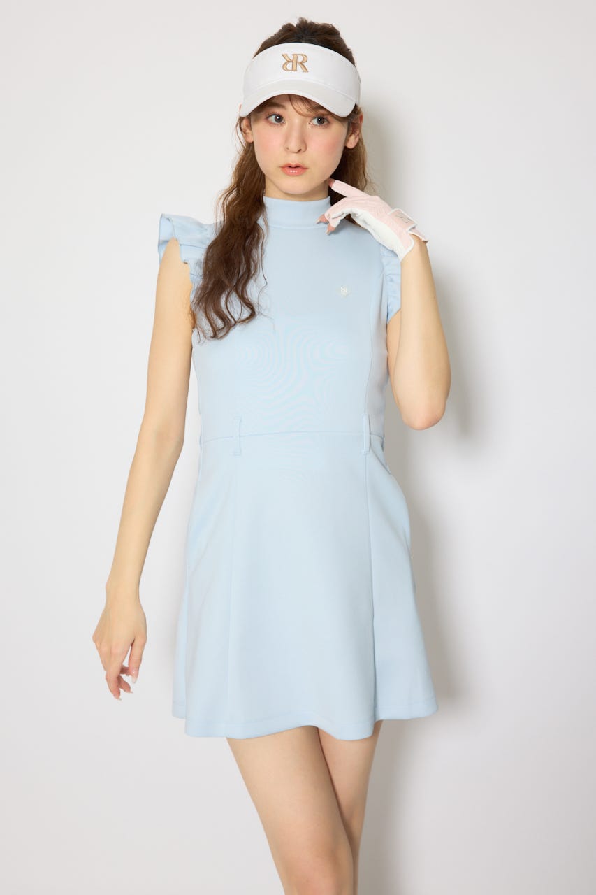 【一部店舗・WEB限定】【RIENDA GOLF】バックリボンフリルスリーブワンピース L/BLU S