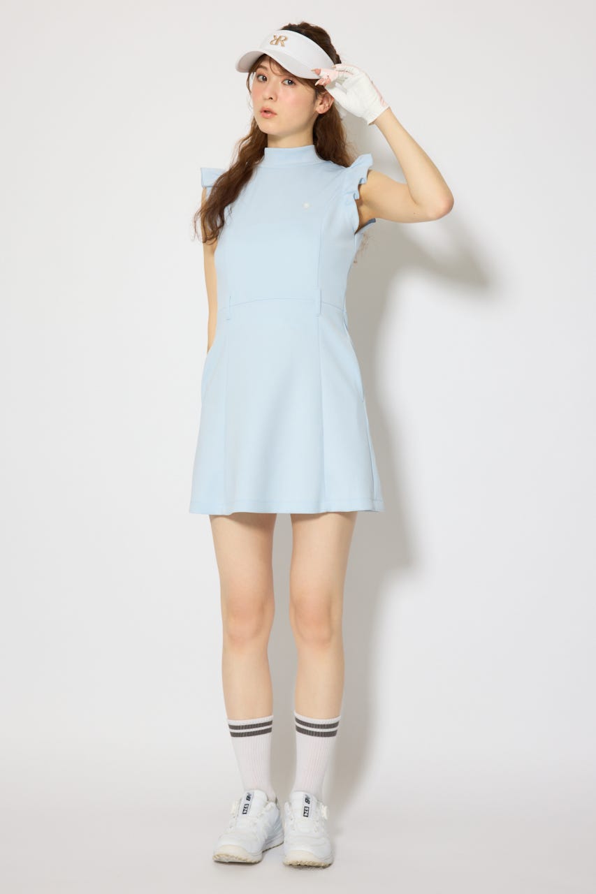 【一部店舗・WEB限定】【RIENDA GOLF】バックリボンフリルスリーブワンピース L/BLU S